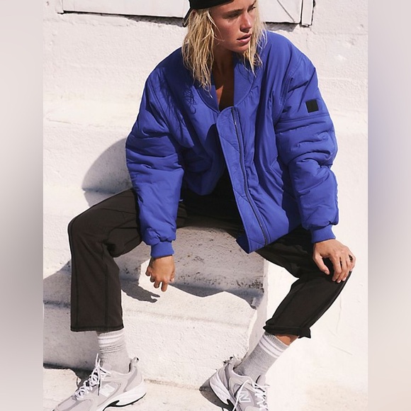 FREE PEOPLE MOVEMENT women’s Midnight Moon Solid Bomber Jacket - Picture 3 of 14